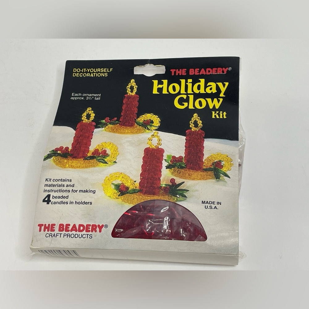 Vintage The Beadery Holiday Glow Kit Makes 4 Christmas Candle Ornaments 1988 USA